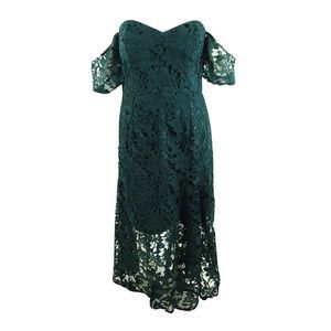 City Chic Women's Plus Size High-Low Lace Mermaid Dress (XS/14W, Jade)